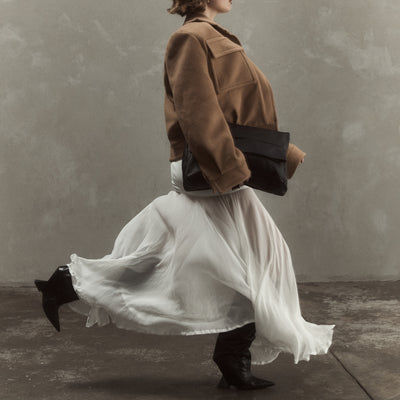 Elude messenger bag, leather and suede