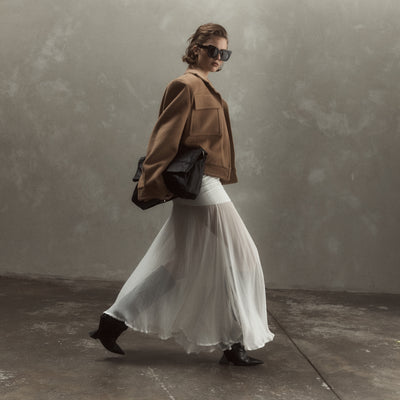 Elude messenger bag, leather and suede